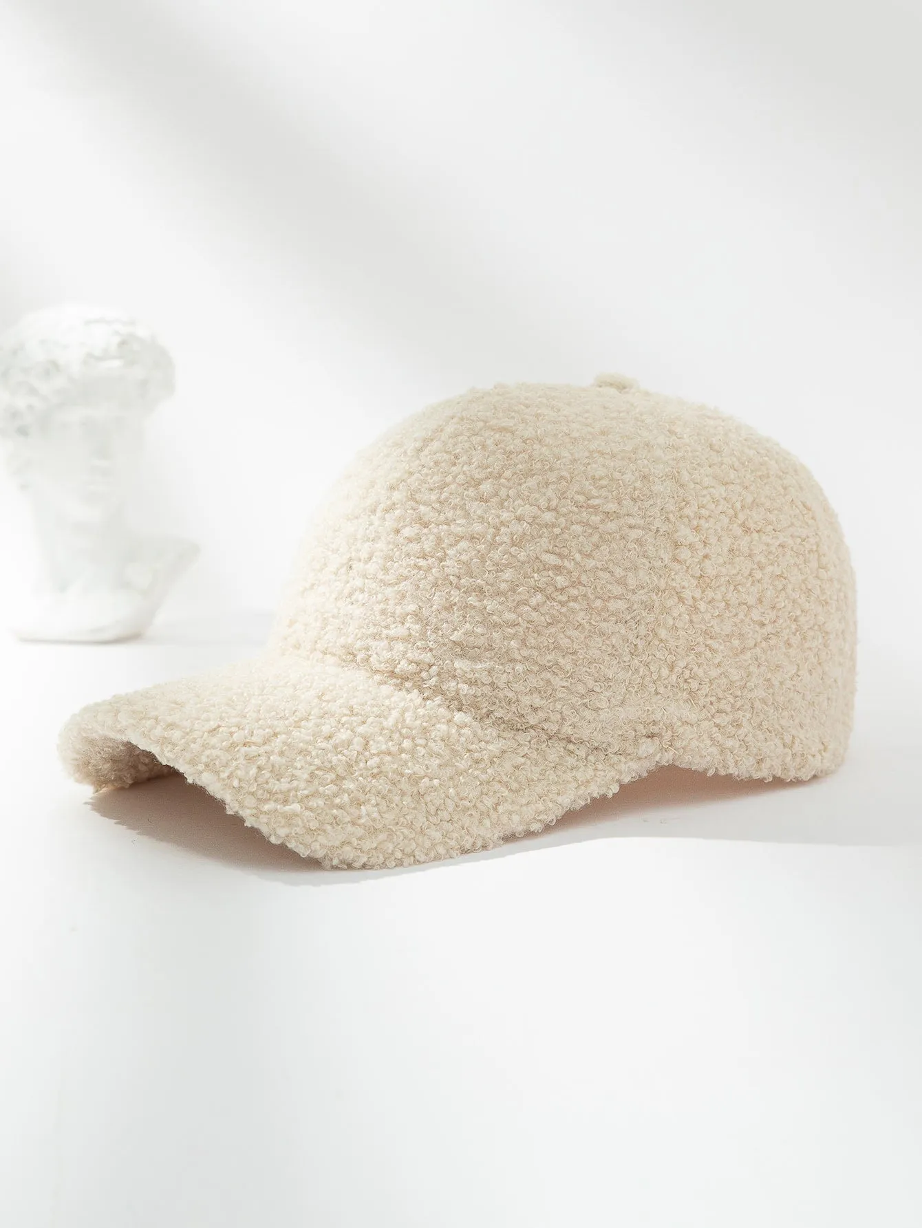 1pc Solid Fleece Baseball Cap - Beige- FD ⚡